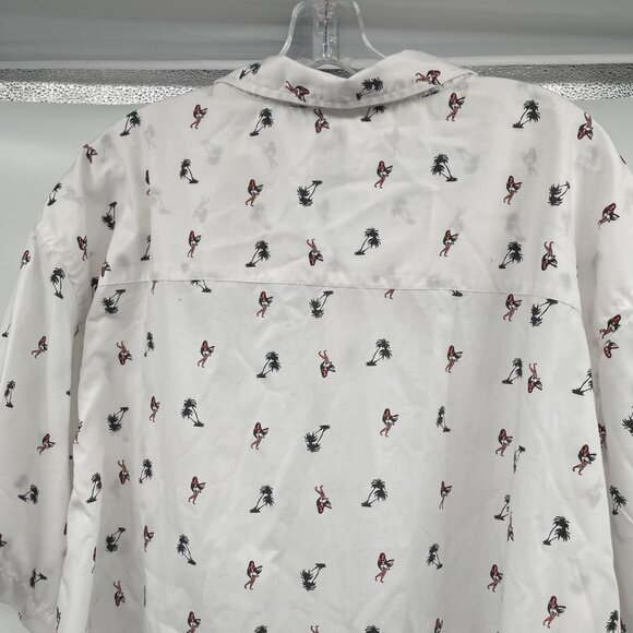 No Retreat Mens Hula Dancer Button Up Shirt Short Sleeve White/Multi Size 3XL - Picture 6 of 9